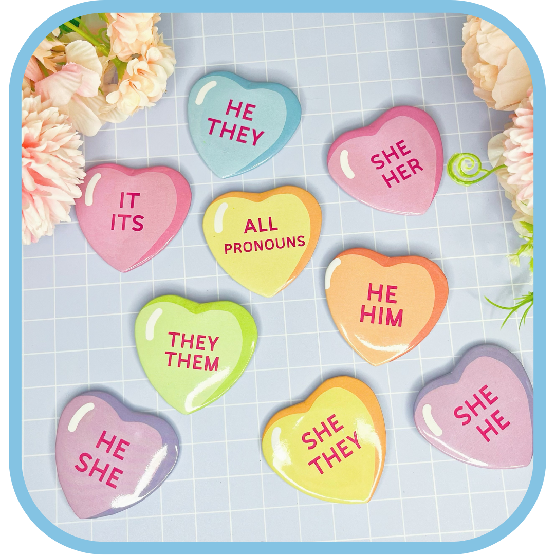 pronoun candy buttons