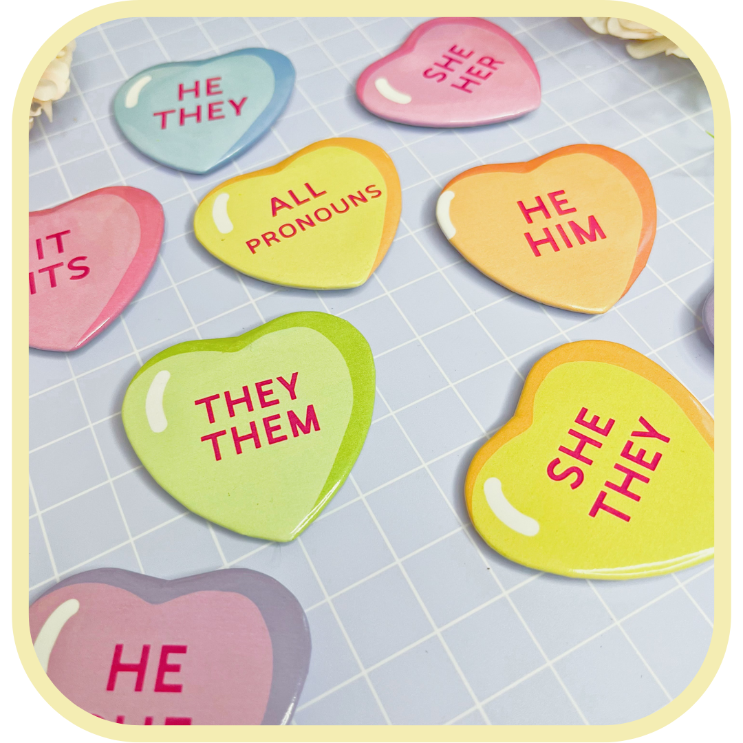 pronoun candy buttons